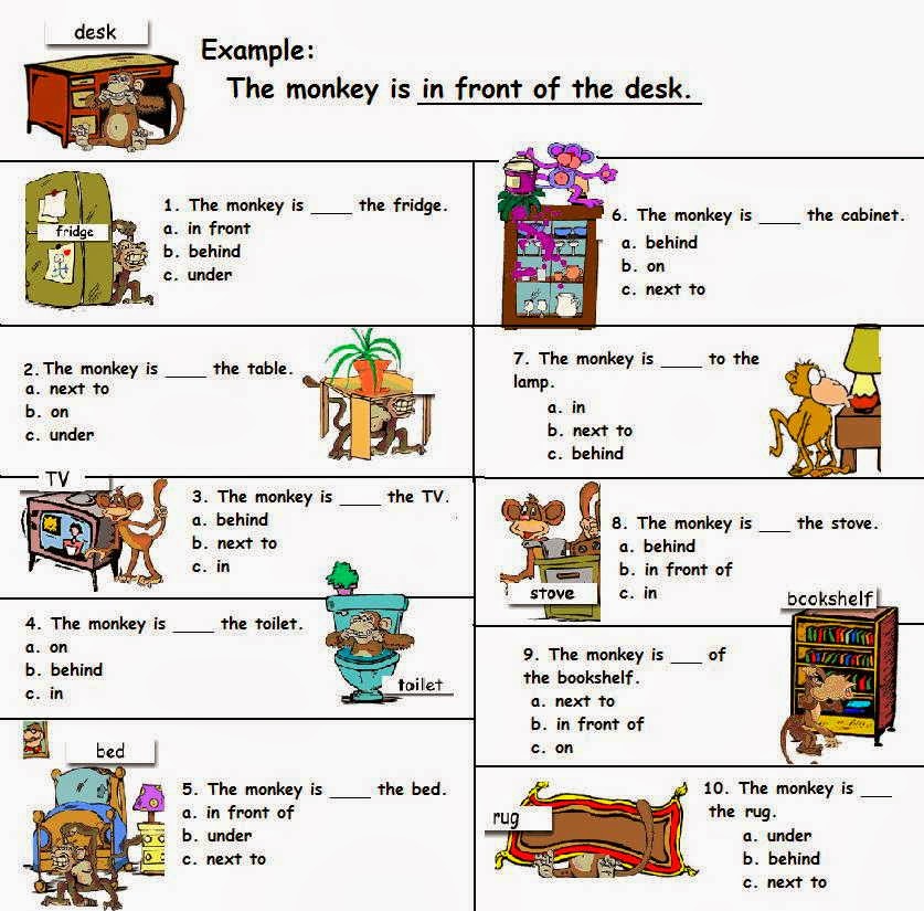 Prepositions of place (preposiciones de lugar). Escuela